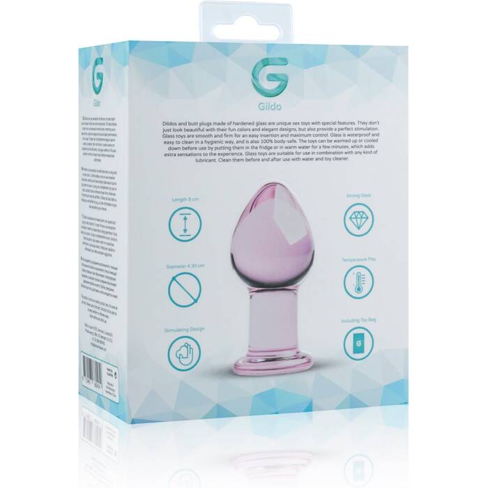 Рожева анальна пробка зі скла Gildo Pink Glass Buttplug