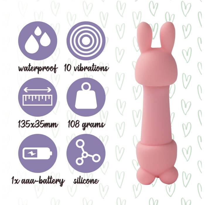 Мінівібратор FeelzToys Mister Bunny Pink з двома насадками