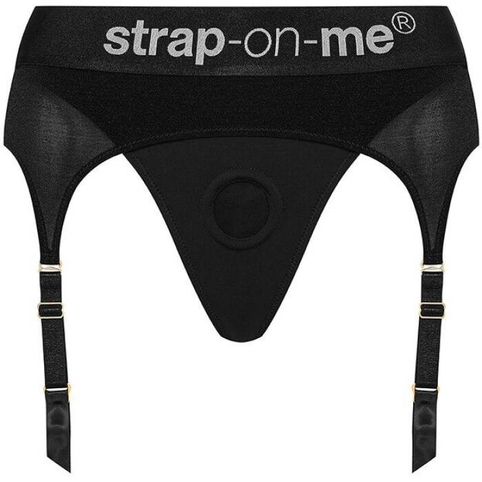 Труси для страпону з підв'язками для панчох Strap-On-Me REBEL HARNESS - L