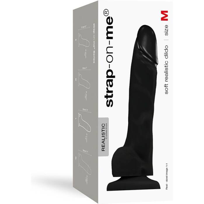 Реалістичний фалоімітатор Strap-On-Me SOFT REALISTIC DILDO Black - Size M