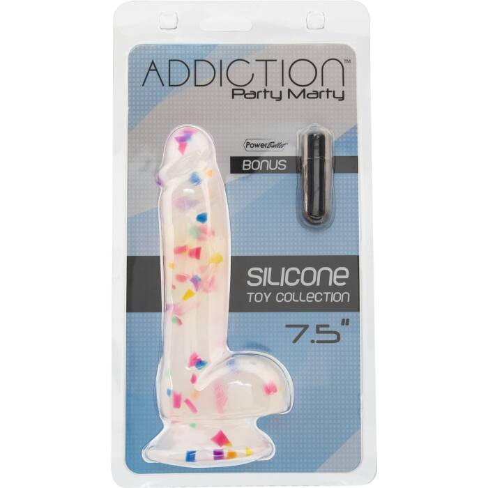 Фалоімітатор з конфетті ADDICTION - PARTY MARTY 7.5″ - FROST & CONFETTI, 19 см, силікон