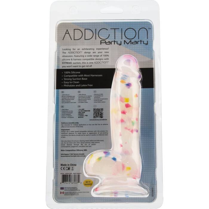 Фалоімітатор з конфетті ADDICTION - PARTY MARTY 7.5″ - FROST & CONFETTI, 19 см, силікон