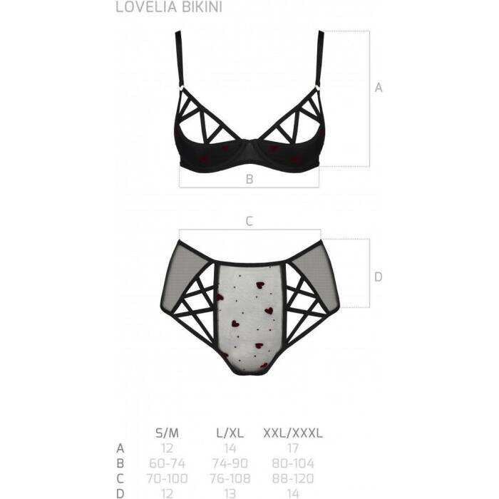 Еротичний комплект з малюнком Passion LOVELIA BIKINI L/XL, black