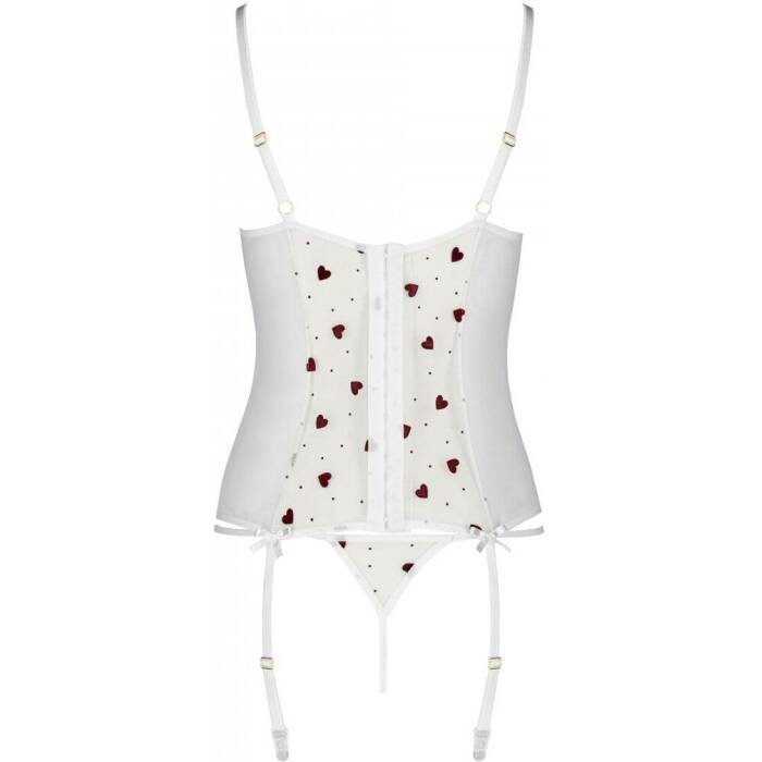 Корсет з підв'язками, стрінги Passion LOVELIA CORSET L/XL, white