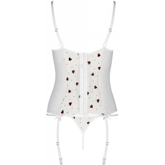 Корсет з підв'язками, стрінги Passion LOVELIA CORSET S/M, white