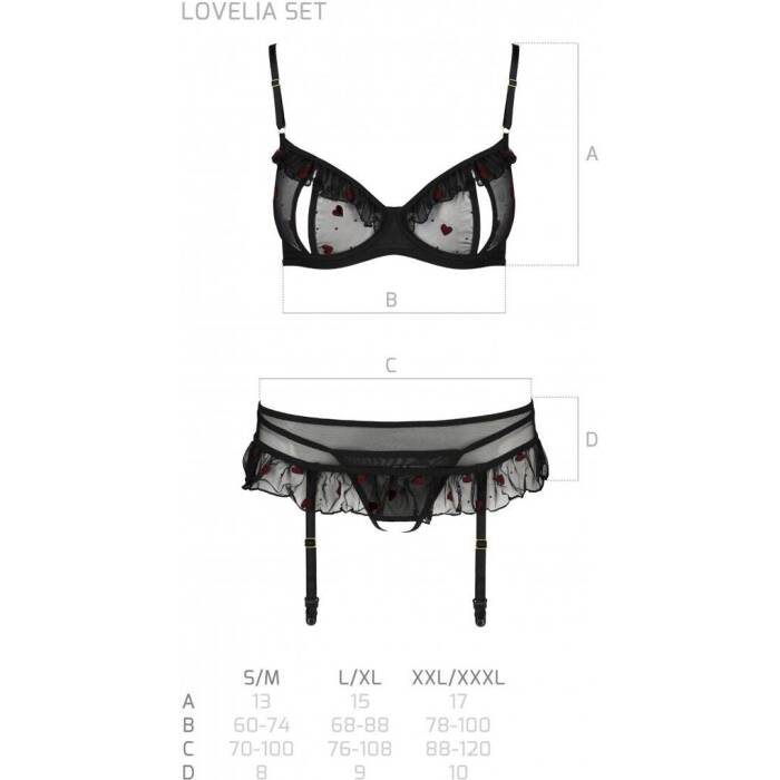 Сексуальний комплект з поясом для панчіх Passion LOVELIA SET L/XL, black