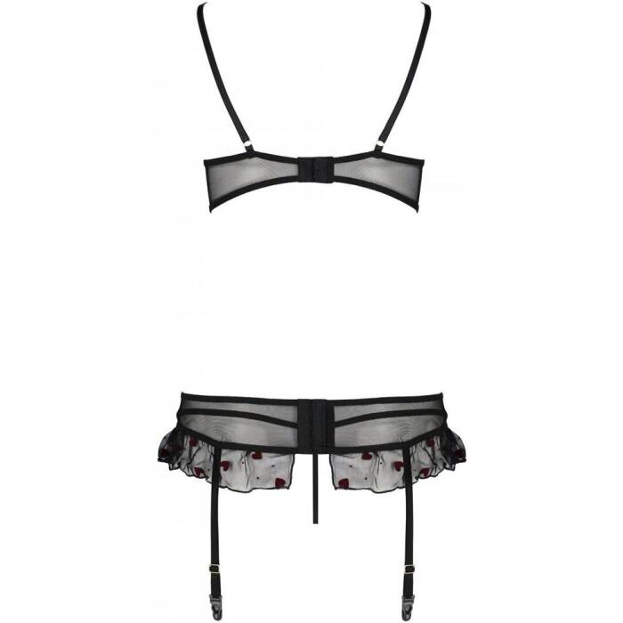 Сексуальний комплект з поясом для панчіх Passion LOVELIA SET L/XL, black