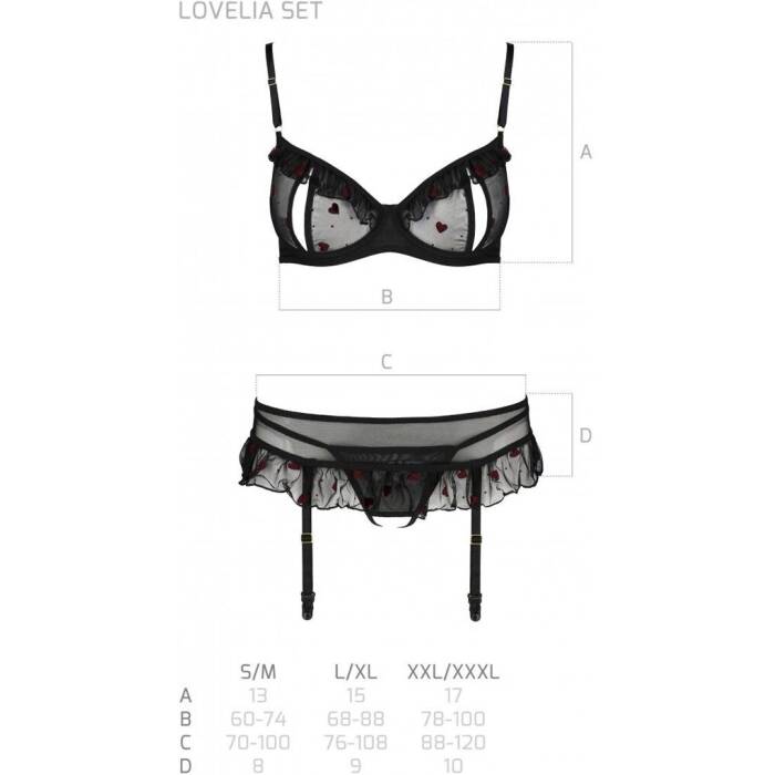 Сексуальний комплект з поясом для панчіх Passion LOVELIA SET S/M, black