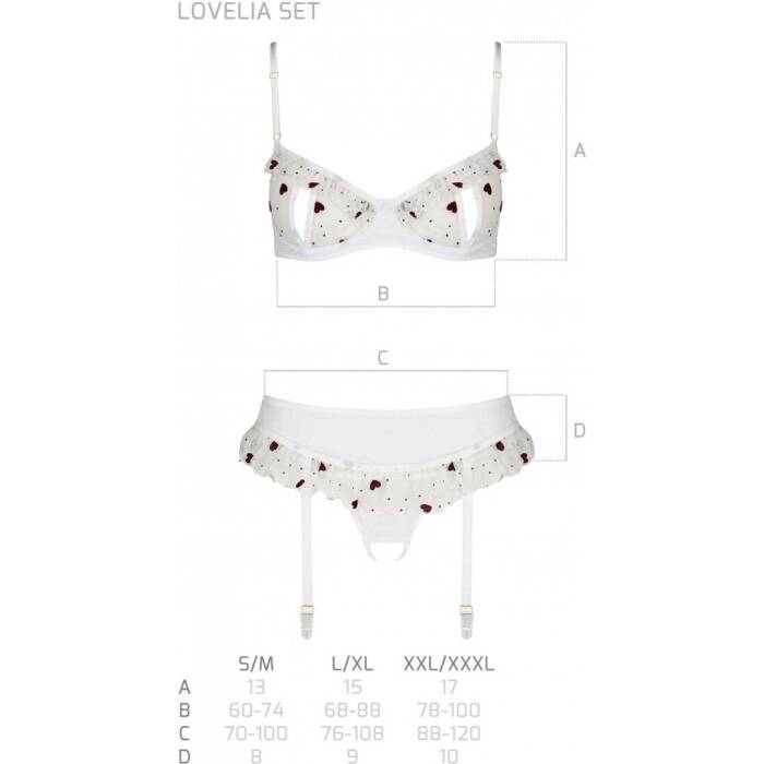 Сексуальний комплект з поясом для панчіх Passion LOVELIA SET L/XL, white