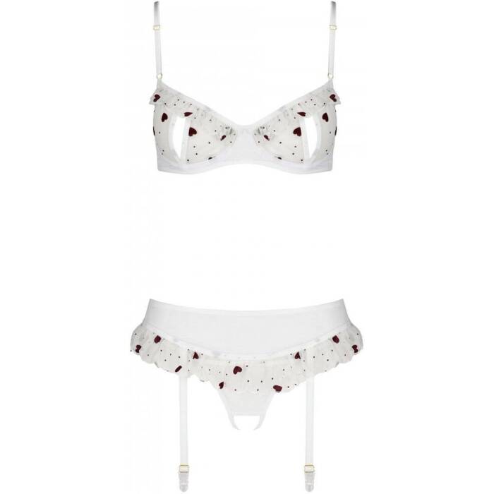 Сексуальний комплект з поясом для панчіх Passion LOVELIA SET L/XL, white