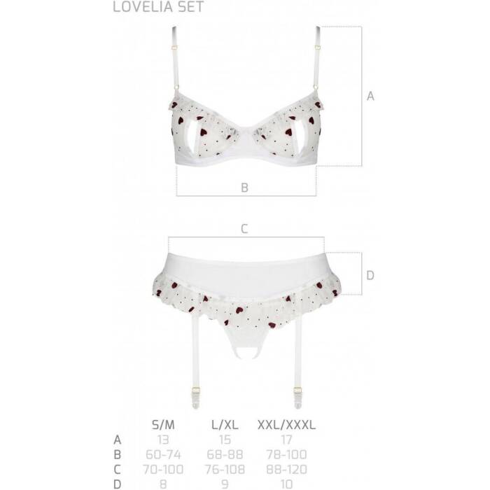 Сексуальний комплект з поясом для панчіх Passion LOVELIA SET S/M, white