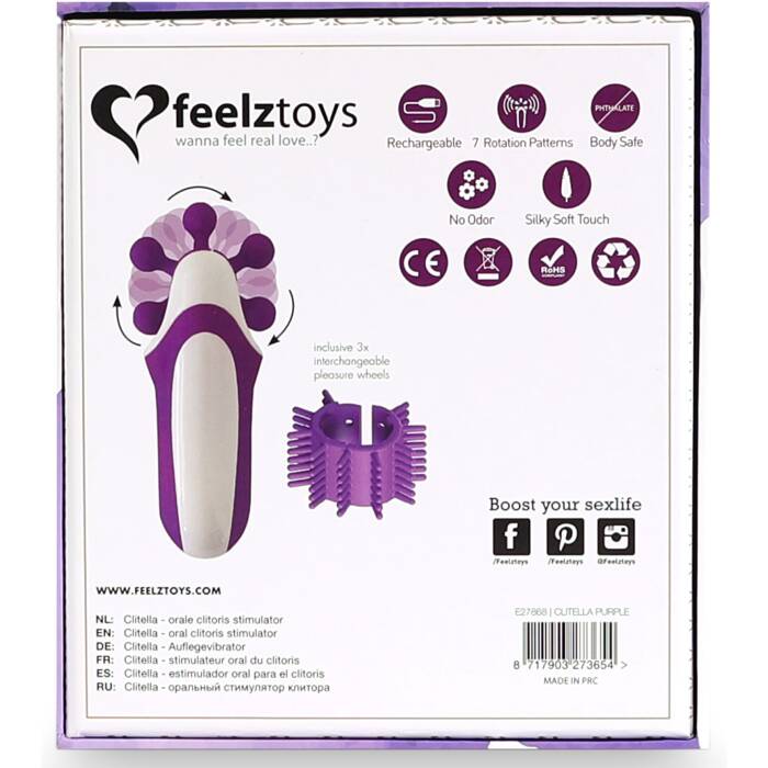 Стимулятор з імітацією оральних пестощів FeelzToys - Clitella Oral Clitoral Stimulator Purple