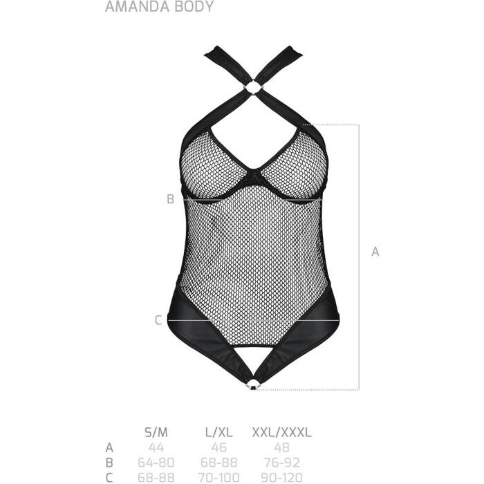 Сітчастий боді з халтером Passion Amanda Body L/XL, black