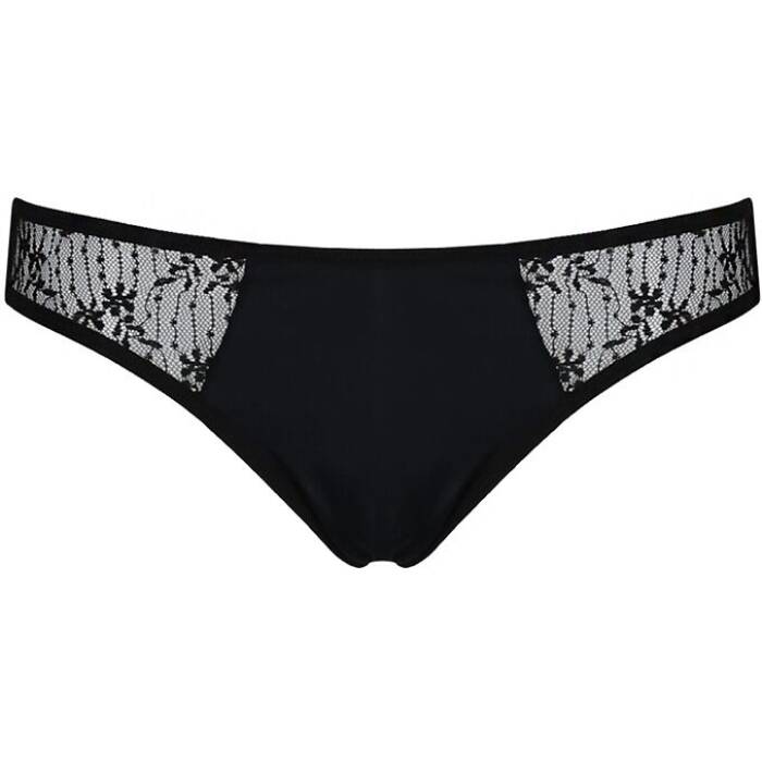 Трусики-сліпи з мереживною сіточкою Passion DINA THONG L/XL, black