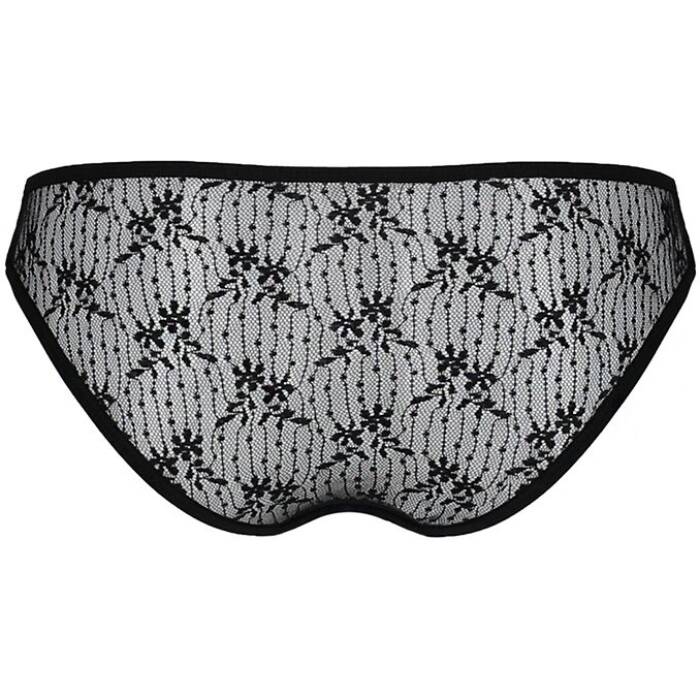 Трусики-сліпи з мереживною сіточкою Passion DINA THONG L/XL, black