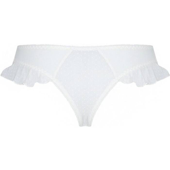 Трусики в горошок, з рюшами та шнурівкою Passion FATIN THONG XXL/XXXL, white