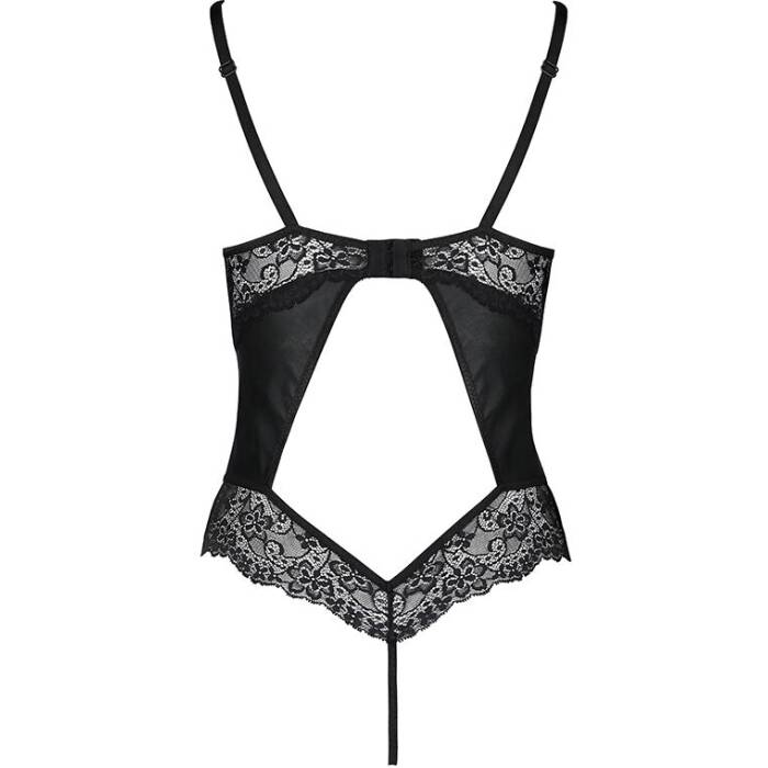 Боді з еко-шкіри та мережива Passion LOONA BODY L/XL, black