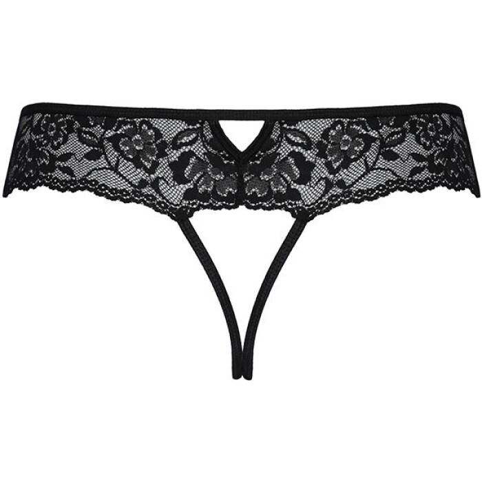 Мереживні стрінги з доступом Passion SENIA THONG L/XL, black