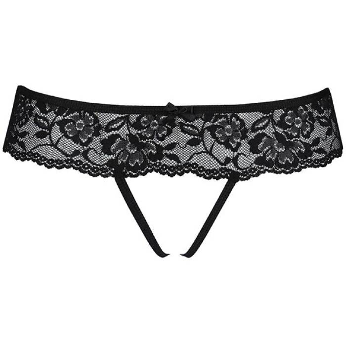 Мереживні стрінги з доступом Passion SENIA THONG L/XL, black