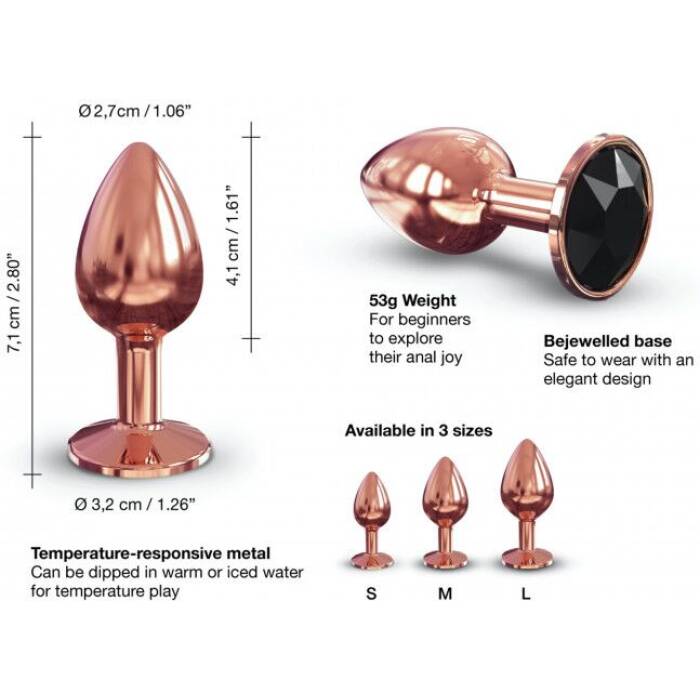 Металева анальна пробка із прикрасою у вигляді кристалу Dorcel - Diamond Plug Rose Gold S