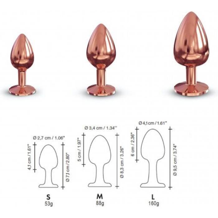 Металева анальна пробка із прикрасою у вигляді кристалу Dorcel - Diamond Plug Rose Gold S