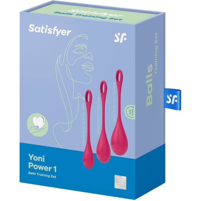 Набір йоні намистин Satisfyer Yoni Power 1 Red, діаметр 2-2,5-3см, вага 22-46-74гр