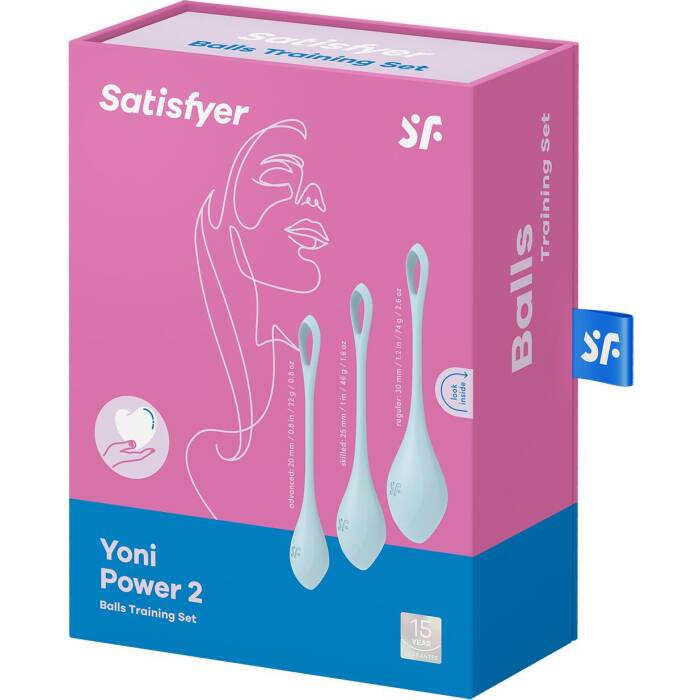 Набір йоні намистин Satisfyer Yoni Power 2 Light Blue, диаметр 2-2,5-3см, вес 22-44-73гр