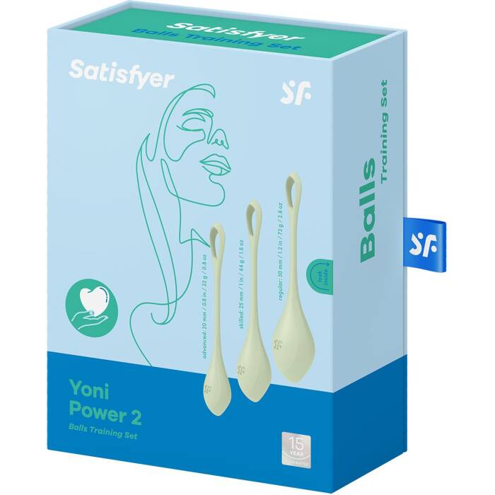 Набір йоні намистин Satisfyer Yoni Power 2 Light Green, диаметр 2-2,5-3см, вес 22-44-73гр