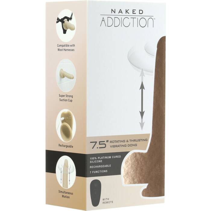 Фалоімітатор з ротацією та пульсацією Naked ADDICTION The Freak 7,5″ Rotating & Thrusting Vibrating