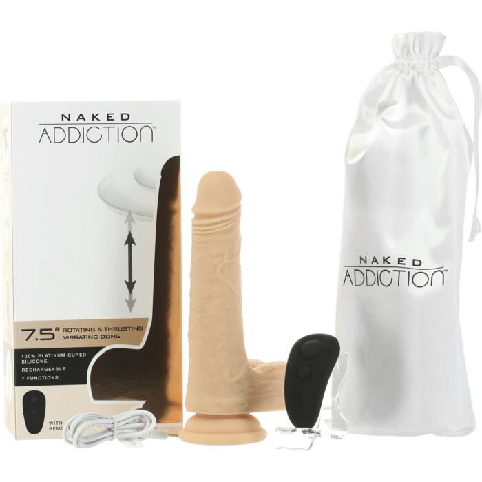 Фалоімітатор з ротацією та пульсацією Naked ADDICTION The Freak 7,5″ Rotating & Thrusting Vibrating
