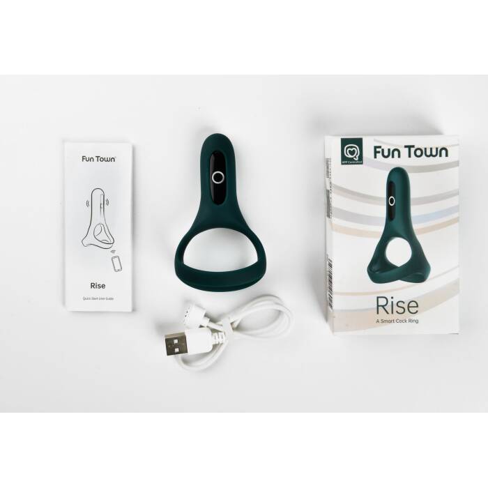 Подвійне ерекційне кільце Fun Town Rise Turquoise, керування зі смартфона