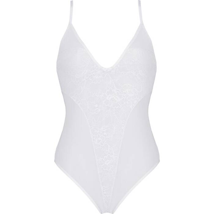 Боді з ажурним декором та відкритим кроком Passion URSULA BODY L/XL, white