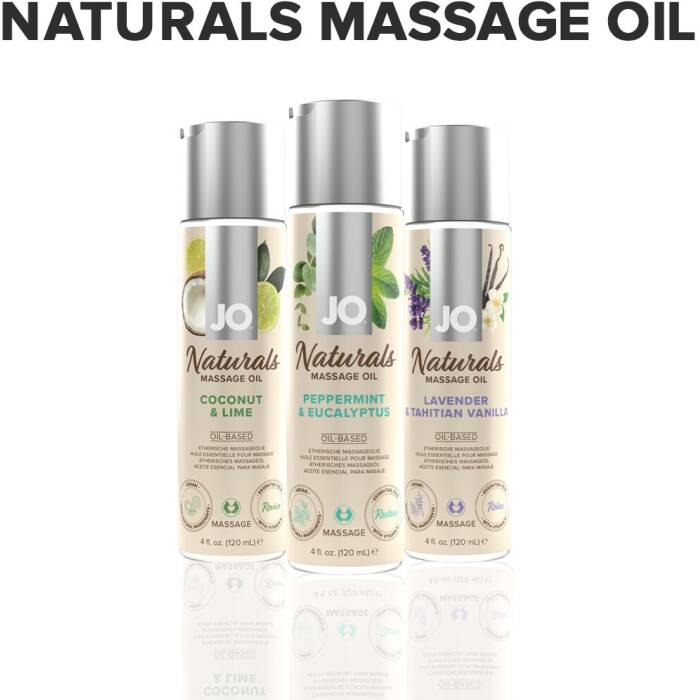 Масажна олія JO Naturals Massage Oil Peppermint & Eucalyptus з ефірними оліями (120 мл)