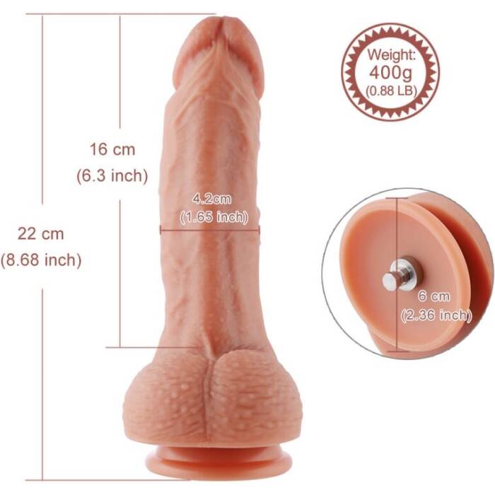 Ультрареалістичний фалоімітатор для секс-машин Hismith 8.3″ 2-layers Silicone Flesh Dildo, 2-шаровий