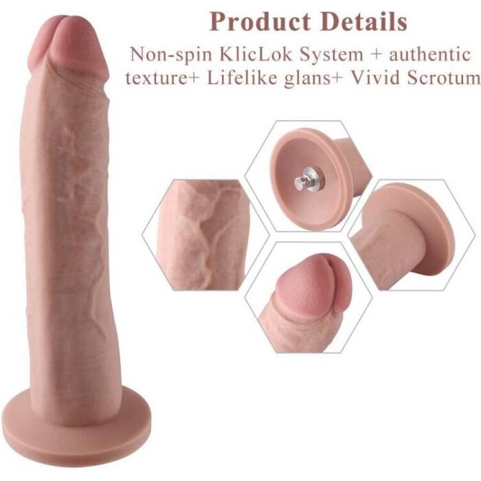 Фалоімітатор 10.2″ з вібрацією для секс-машин Hismith Silicone Dildo with Vibe, KlicLok, пульт ДК