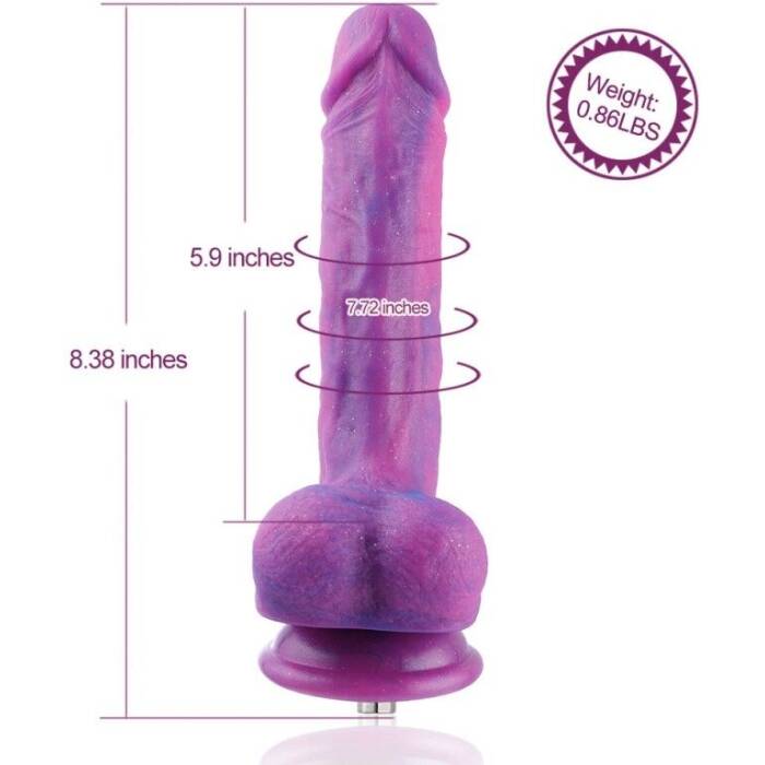 Фалоімітатор 8.2″ з вібрацією для секс-машин Hismith Purple Silicone Dildo with Vibe, KlicLok