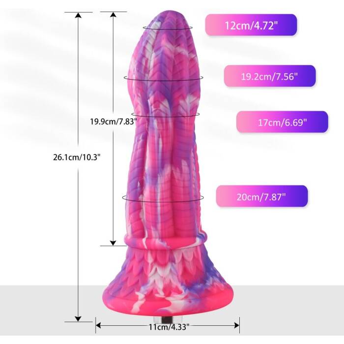 Фалоімітатор для секс-машин Hismith 10.3″ Silicone Monster Dildo Series, KlicLok та присоска