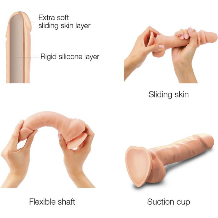 Реалістичний фалоімітатор Strap-On-Me Sliding Skin Realistic Dildo Vanille S, ефект рухливої шкіри