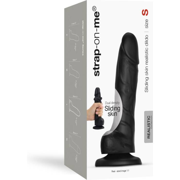 Реалістичний фалоімітатор Strap-On-Me Sliding Skin Realistic Dildo Black S, ефект рухливої шкіри