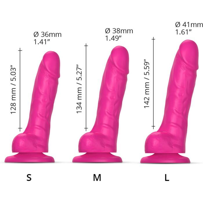 Реалістичний фалоімітатор Strap-On-Me Sliding Skin Realistic Dildo Fuchsia M, ефект рухливої шкіри