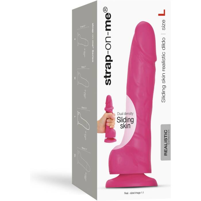 Реалістичний фалоімітатор Strap-On-Me Sliding Skin Realistic Dildo Fuchsia L, ефект рухливої шкіри