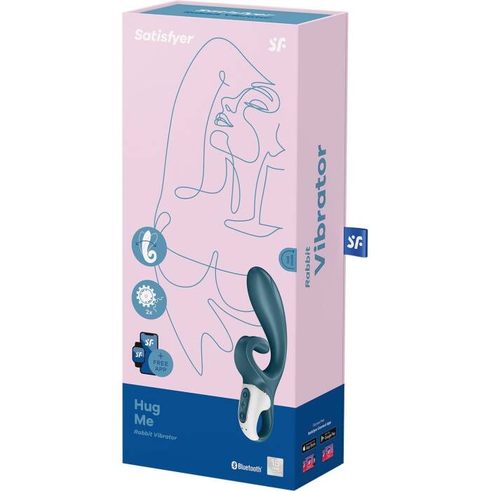 Смарт вібратор-кролик Satisfyer Hug Me Bluegrey, 2 мотори, діаметр 4,2см, широка кліторальна частина