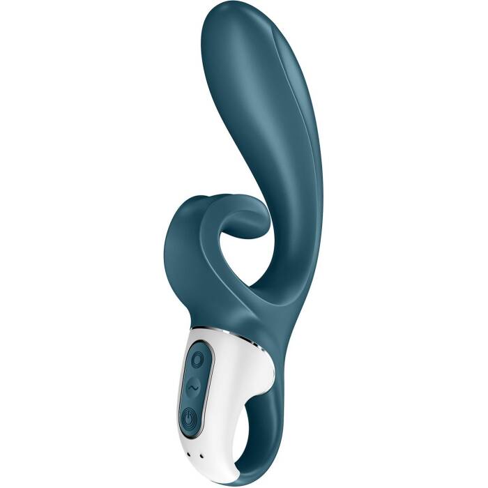 Смарт вібратор-кролик Satisfyer Hug Me Bluegrey, 2 мотори, діаметр 4,2см, широка кліторальна частина