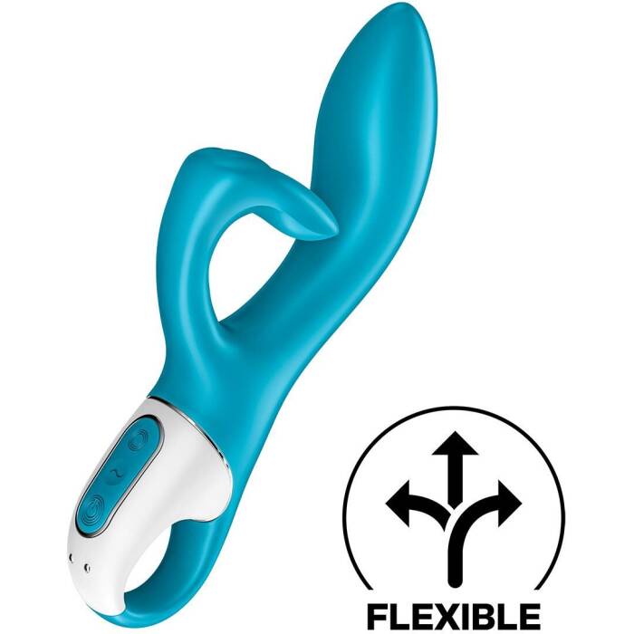 Вібратор-кролик із потрійним відростком Satisfyer Embrace me Turquoise, 2 мотори, діаметр 3,6 см