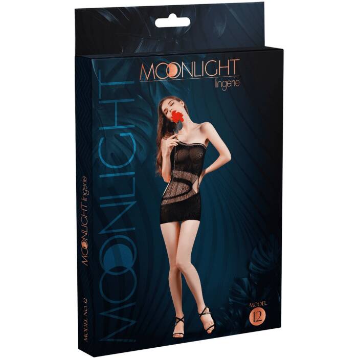 Мінісукня на одне плече Moonlight Model 12 XS-L Black, вертикальна бахрома