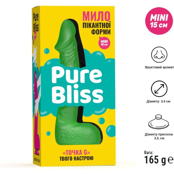 Крафтове мило-член із присоскою Pure Bliss MINI Green, натуральне