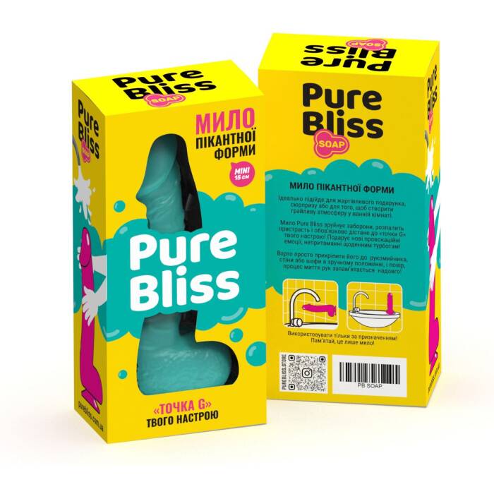 Крафтове мило-член із присоскою Pure Bliss MINI Turquoise, натуральне