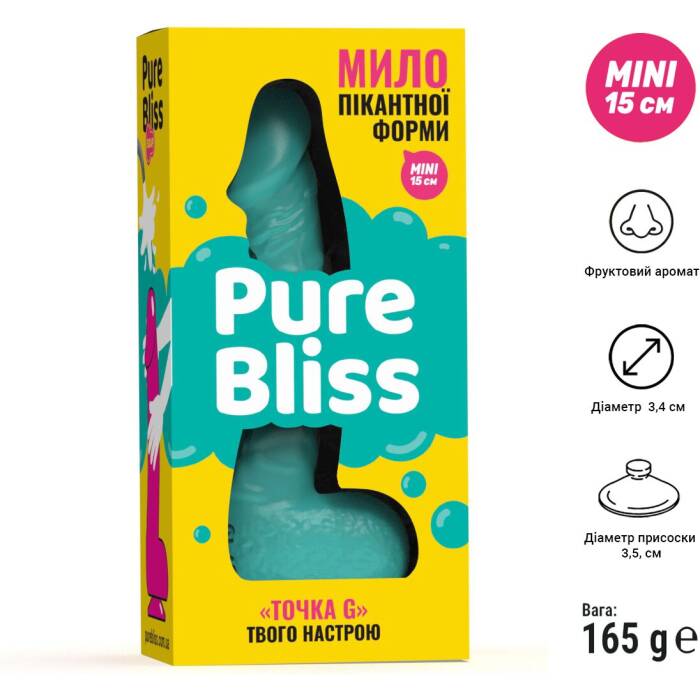 Крафтове мило-член із присоскою Pure Bliss MINI Turquoise, натуральне