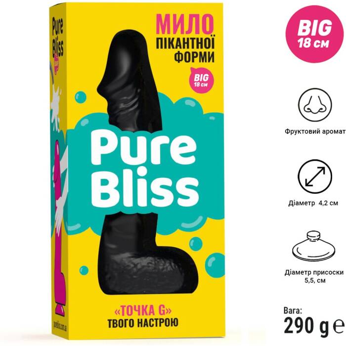 Крафтове мило-член із присоскою Pure Bliss BIG Black, натуральне