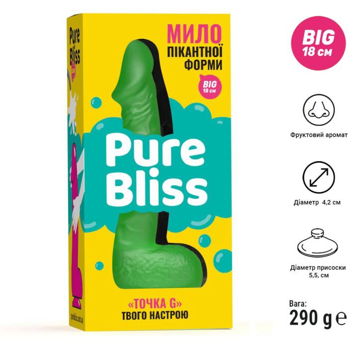 Крафтове мило-член із присоскою Pure Bliss BIG Green, натуральне